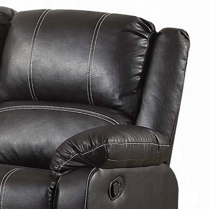 Causeuse inclinable manuelle, plateau-coussin, similicuir Zuru Motion, Noir, noir, noir, noir