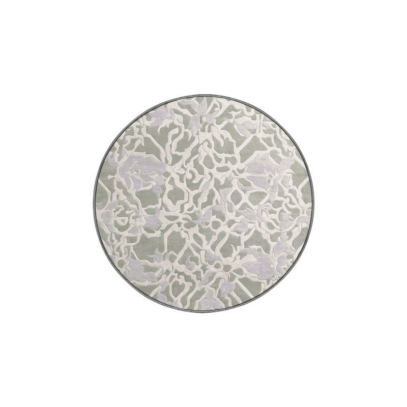 Tapis gris soyeux et moelleux, Rond 4 pi