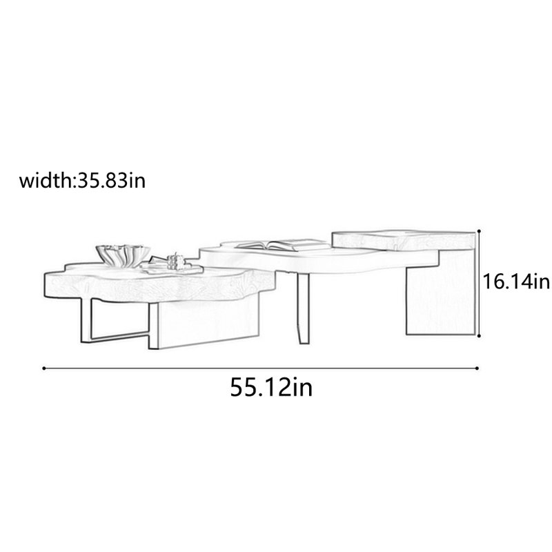Table à thé créative Rock, H 16,14 po x L 55,12 po x l 35,83 po