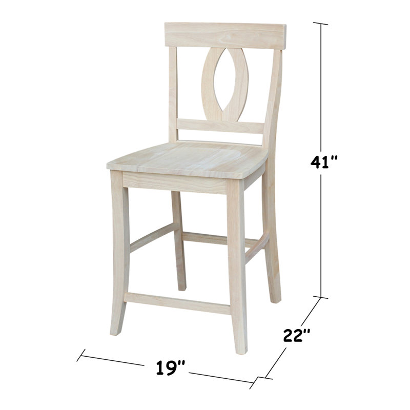 Tabouret en bois massif Guzik, Brut / prêt à finir, Tabouret de comptoir (assise de 24 po de hauteur)