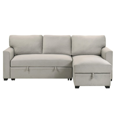 Canapé modulaire 2 pièces avec canapé-lit et chaise de rangement réversible, gris