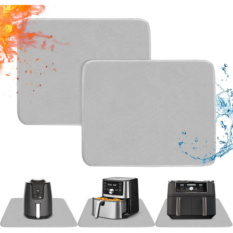 2PCS Heat Resistant Mat For Air Fryer,Deep Fryer,Oven, Hot Pads For Kitchen Counter Heat Protector, 18" W x 15" D, Gray