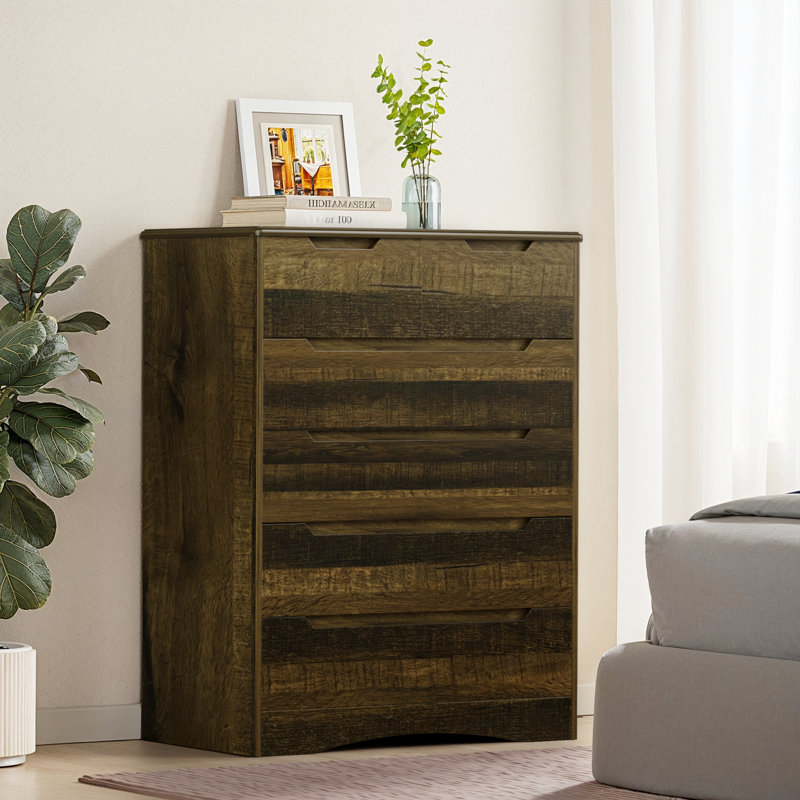 Cherea 43.7"W 6- Drawer Dresser  with concealed handles,storage cabinet, Brown