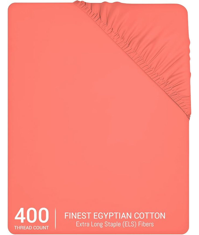 Premium 100% Egyptian Cotton Fitted Sheet – 35cm Extra Deep Pocket, Luxury Hotel Style, Soft & Breathable, Single (3')