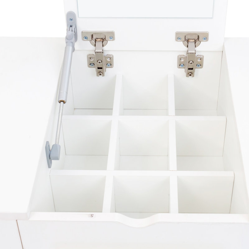 Makeup Vanity Set with Mirror, White