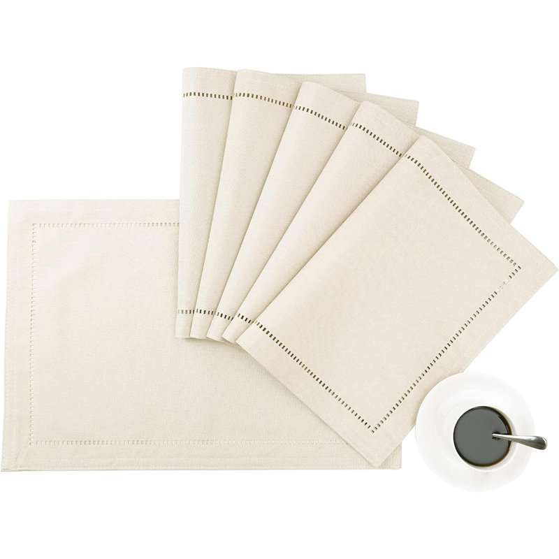Non-Slip Dining Table Placemats - Set Of 6, Gray, Beige White