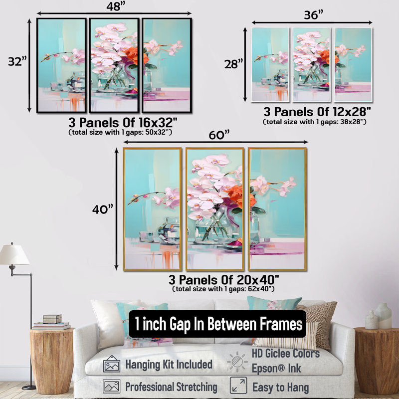 Ensemble de salon Georgie - Bouquets assortis, Cadre flottant brun, H 28 po x l 36 po x P 1 po