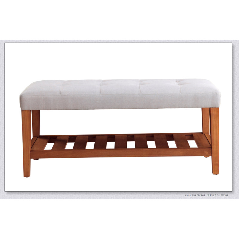 Bench 18 x 40 x 16, Bench in Light & Oak，shoe bench with Storage, Light Grey