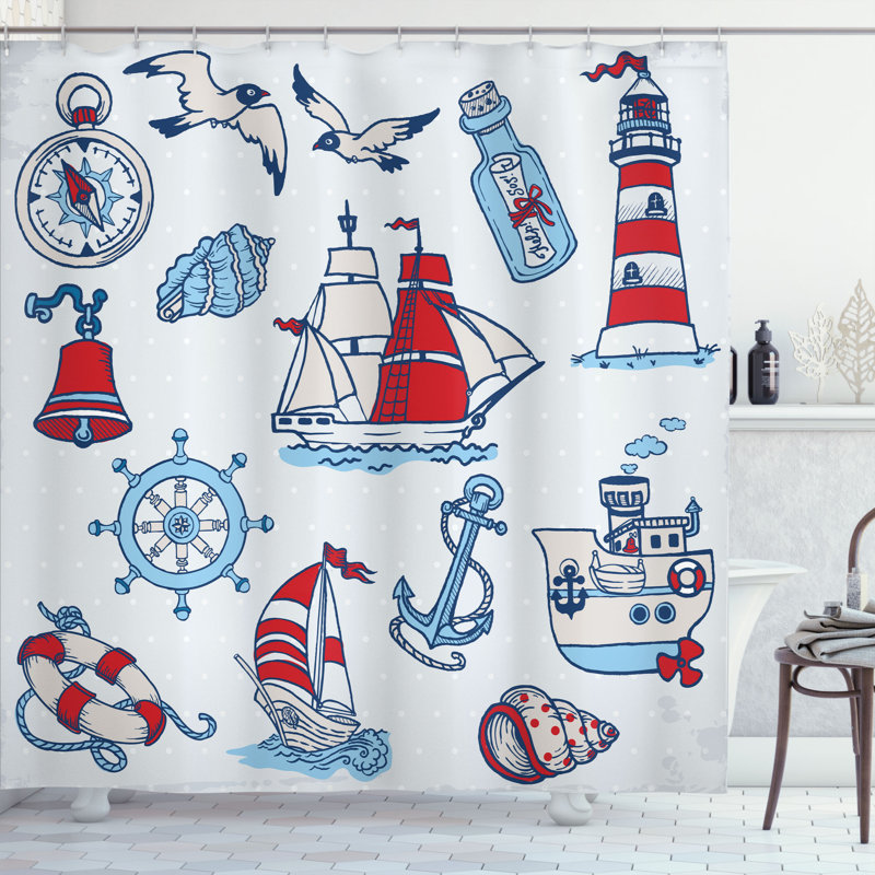 Shower Curtain with Hooks Included, 75" H x 69" W