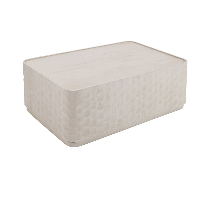 Table basse rectangulaire blanche en bois massif, Blanc