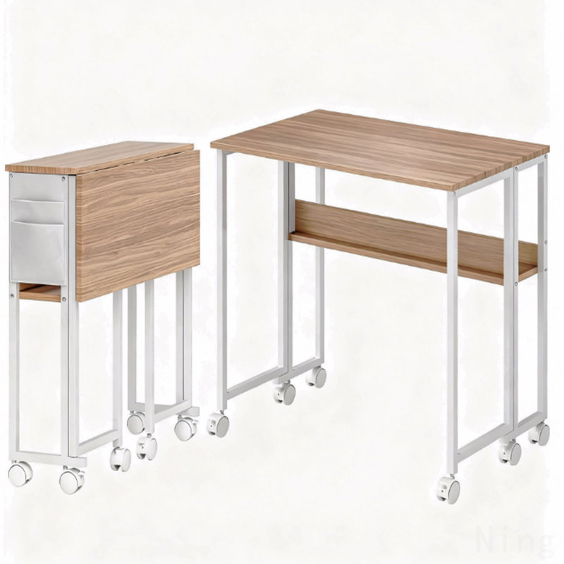 Foldable Desk With Storage Bag,Folding Computer Desk,For Small Spaces, Home Office, Brun, White