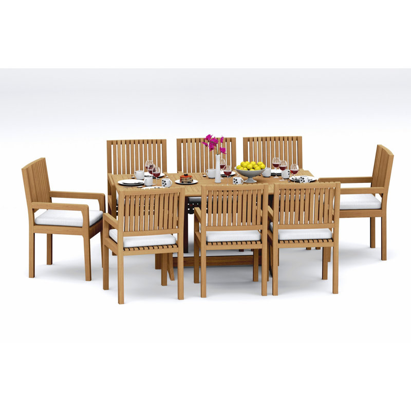 Maldives Teak Wood Patio Dining Set with, 8