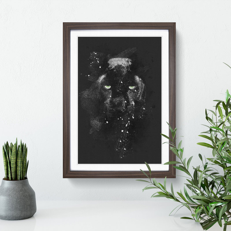 Black Panther in the Shadows - Picture Frame Graphic Art Print, Walnut Framed, 63cm H x 45cm W x 2cm D