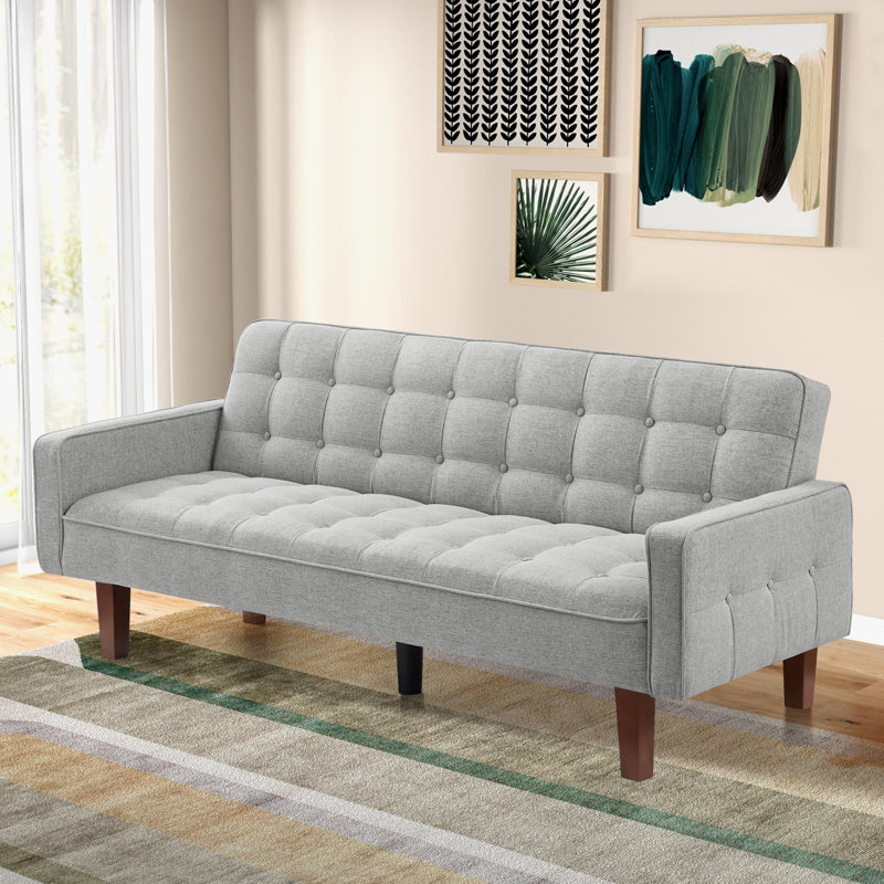 Canapé-lit convertible en futon 73,62 po Montevia, Lin gris