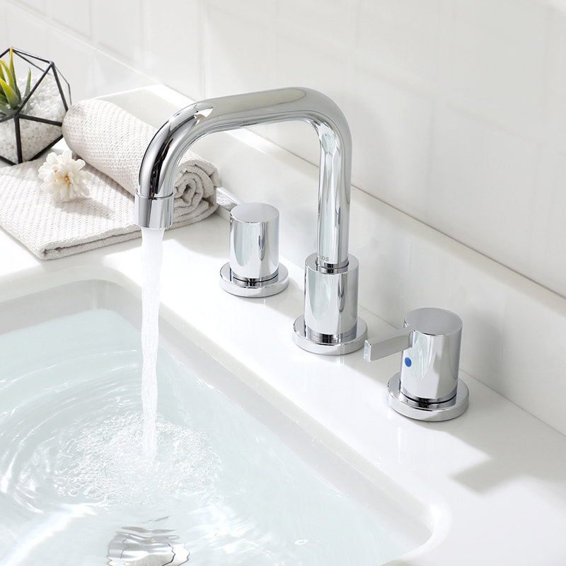 Widespread 2-handle Bathroom Faucet with Drain Assembly, Polished Chrome