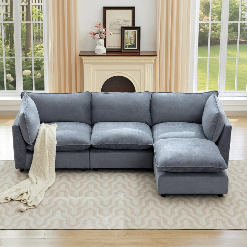 Eagan Modular Sectional, Blue Chenille