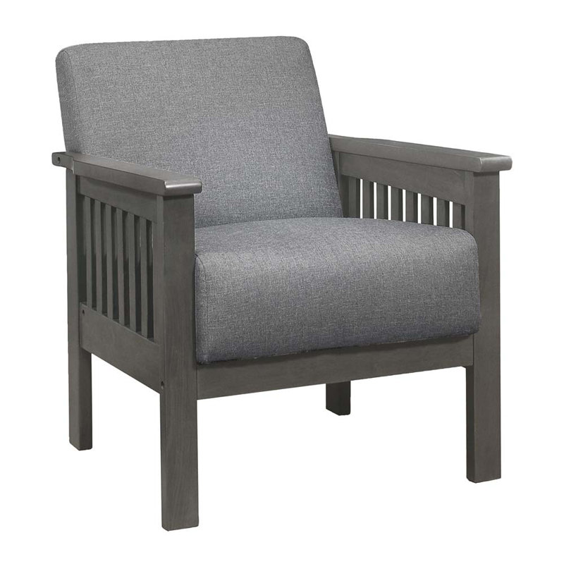 Upholstered Armchair, Gray Polyester