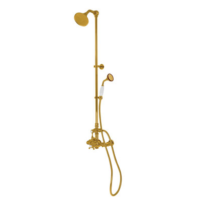 Exposed Thermostatic Shower System 48" Wall Mounted with 1.75GPM Handshower and Lever/Cross Handles