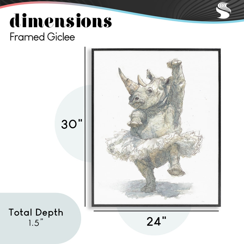Ballet Rhino Tutu, estampe numérique, design par Ziwei Li, Noir, H 30 po x l 24 po