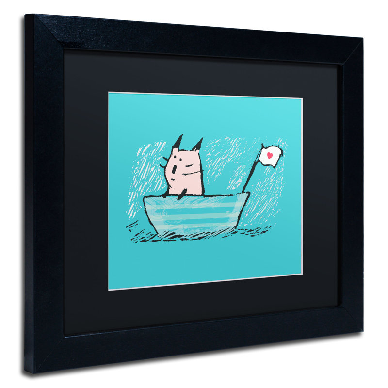 « marin chat » par carla martell, art encadré, H 11 po x l 14 po, Noir
