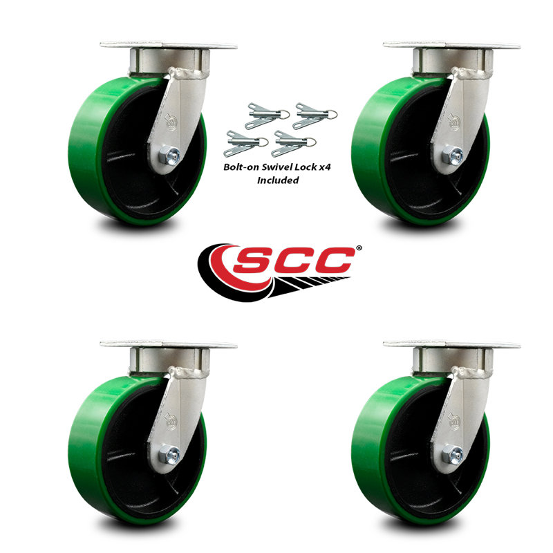 Ensemble de roulettes pivotantes avec verrou pivotant Kingpinle, Vert