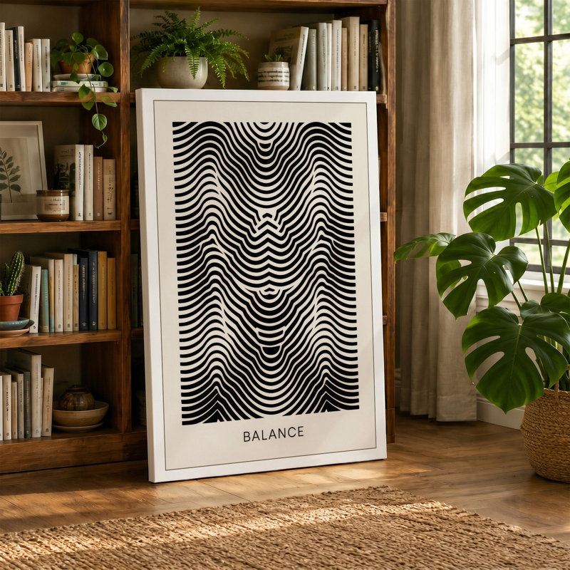 Optical Balance Geometric - Wrapped Canvas, 36x24 - 91.4 x 61.0 cm, Terracotta Border