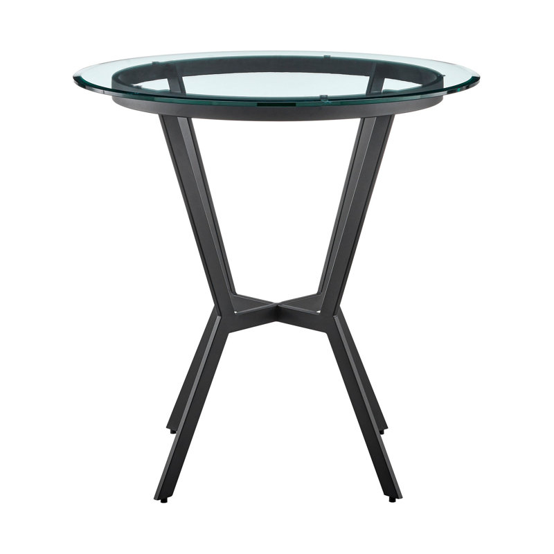 Dillbeck Round Glass Top Metal Base Dining Table