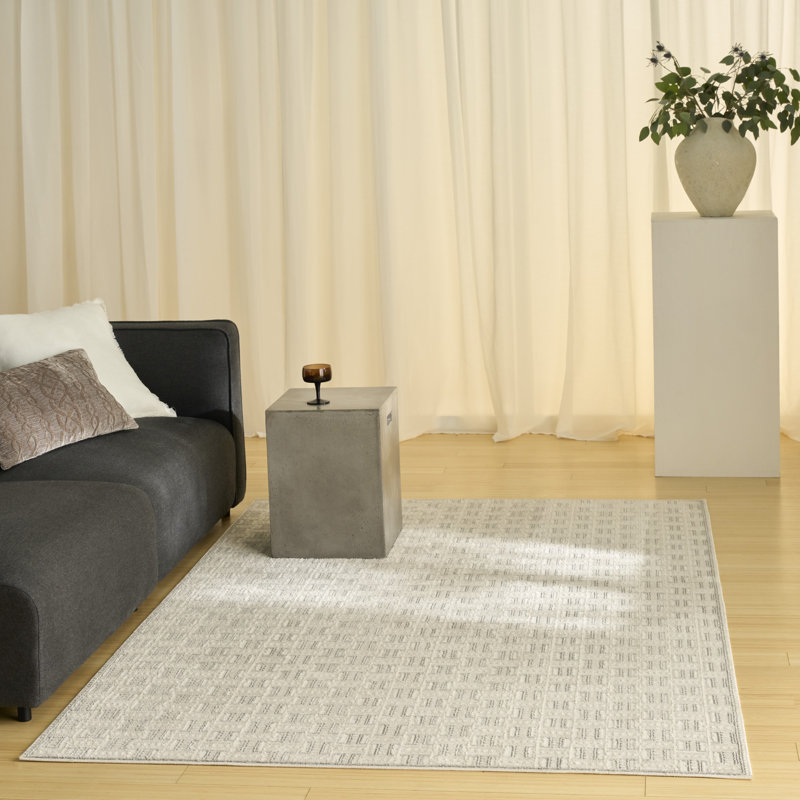 Tapis scandinave gris ivoire Ebern Designs Faunsdale, Rectangle 4pi x 6 pi