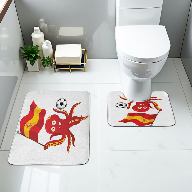  Ensemble de tapis de salle de bain 2 pièces Espagne, jaune et blanc Vermilion