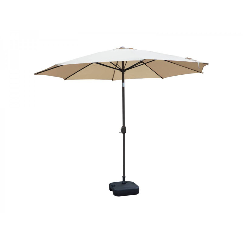 300cm Market Parasol, Black, Chocolate/Cream