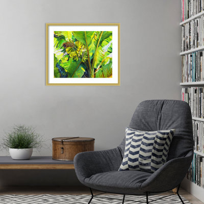 «Bananas» par Samira Yanushkova, reproduction d'art encadrée sur bois