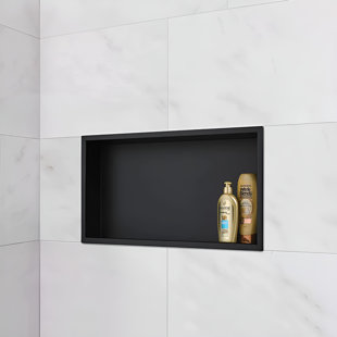 24,5" x 12,5" Stainless Steel Black Rectangular Recessed Shower Niche