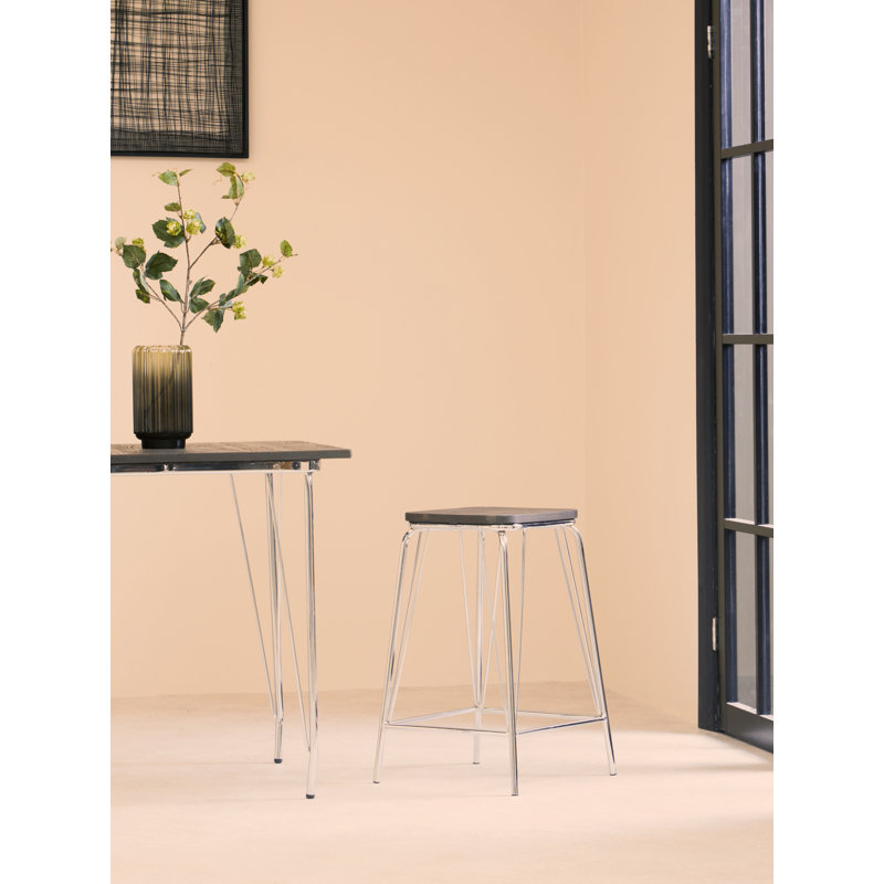 Laughlin Counter Stool with Metal Frame, Light Brown/Chrome