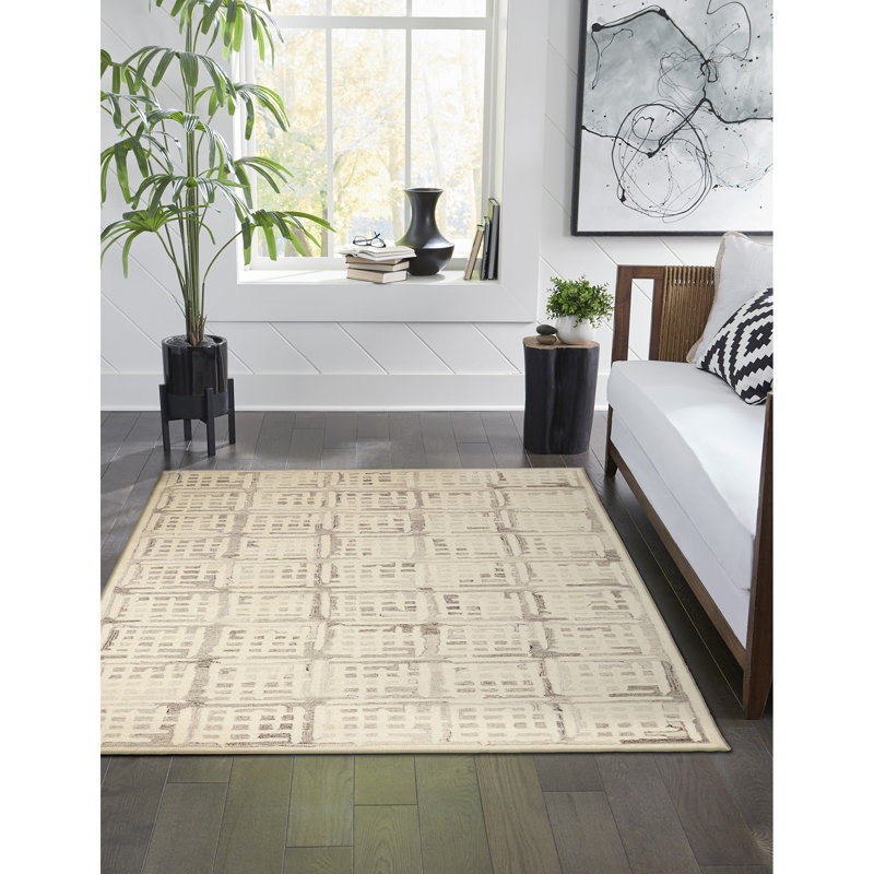 Wool Geometric Indoor Rug, Rectangle 5' x 7'6"