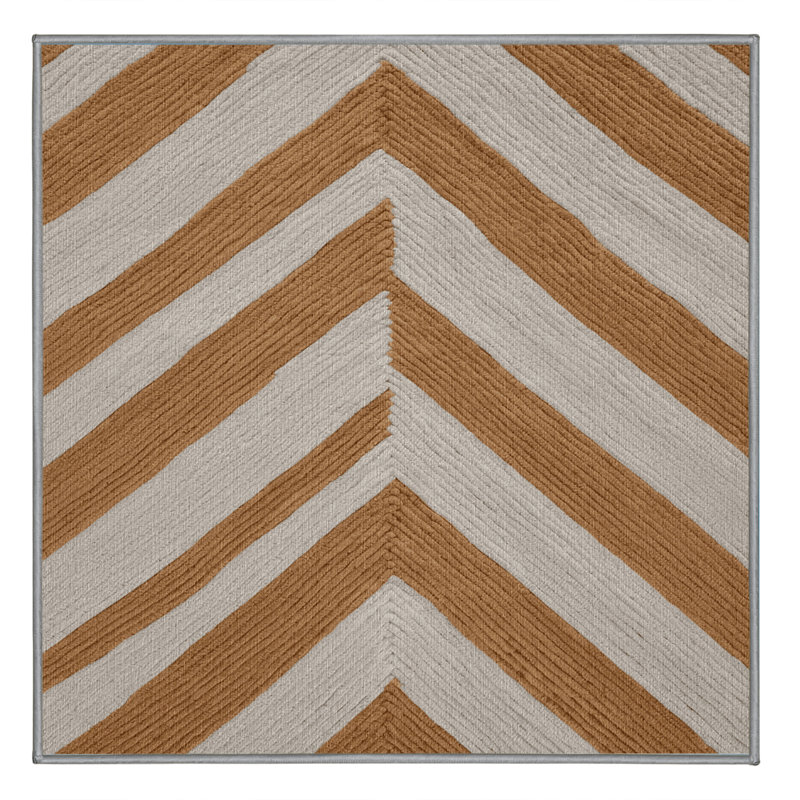  Tapis lavable rayé gris clair caramel, Carré 7 pi