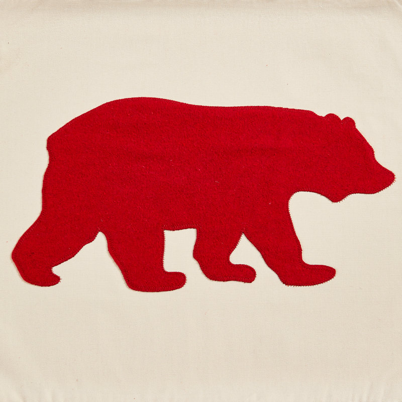 Eddie Bauer Bear Felt Throw Pillow, Red