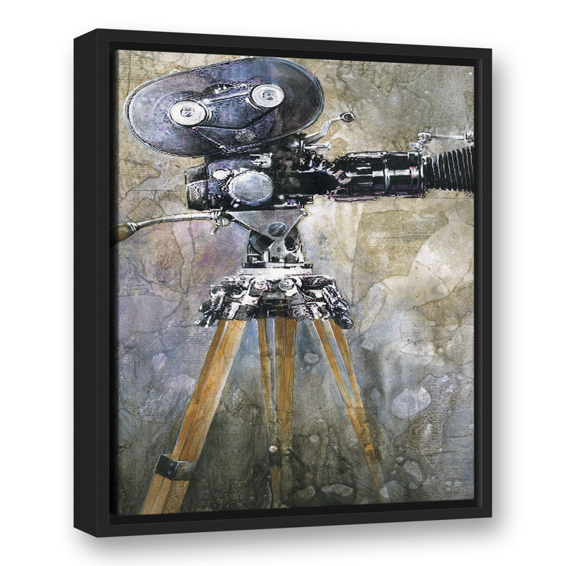 Caméra, peinture sur toile, H 21,75 po x l 17,75 po x P 1,75 po, Cadre flottant noir