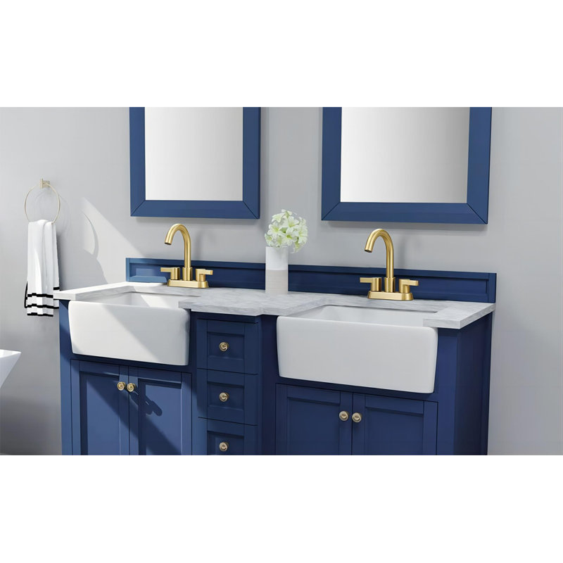 2-handle Bathroom Faucet with Drain Assembly, Brushed Gold