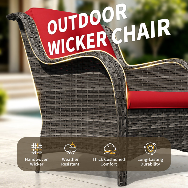 Anahit 6-Piece Outdoor Sofa Seating Group with Cushions, Red