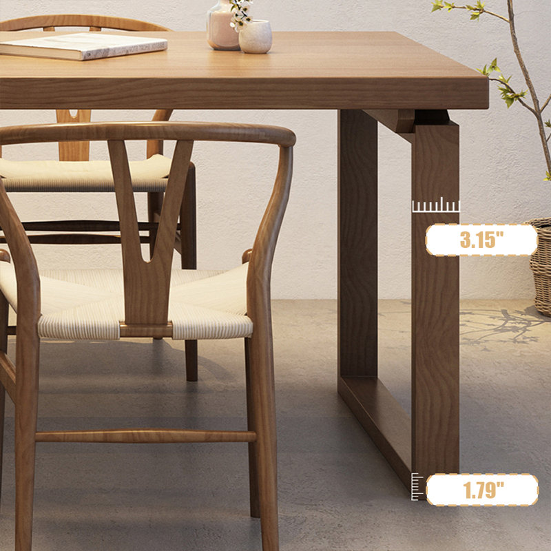 Burlywood Rectangular Solid Wood Dining Table, 29.53"H x 55.12"L x 27.56"W