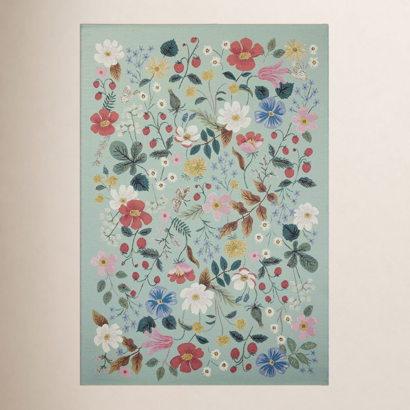Rifle Paper Co. x Loloi Perennial Mint Indoor / Outdoor Area Rug, Square 1'6"