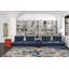 Canapé modulaire 5 pièces Sunset Trading Pixie | Canapé modulaire en L | Supports de porte-gobelets de rangement USB Bluetooth | Tissu bleu marine et crème