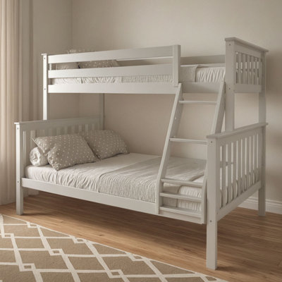 Twin over Full Solid Wood Slat Standard Bunk Bed with Angled Ladder
