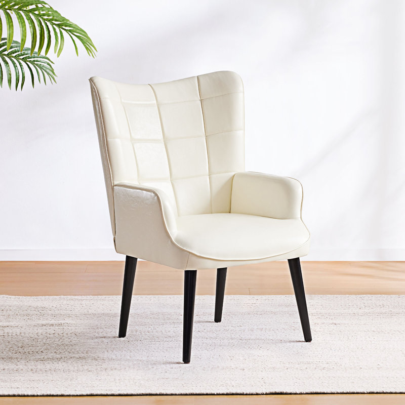 Fauteuil d'appoint rembourré, Polyester crème