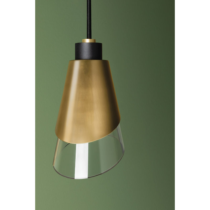 Luminaire suspendu conique à 1 lumière Angie, Laiton vieilli