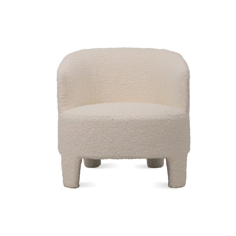 Fauteuil Camilla en tissu blanc Boucle