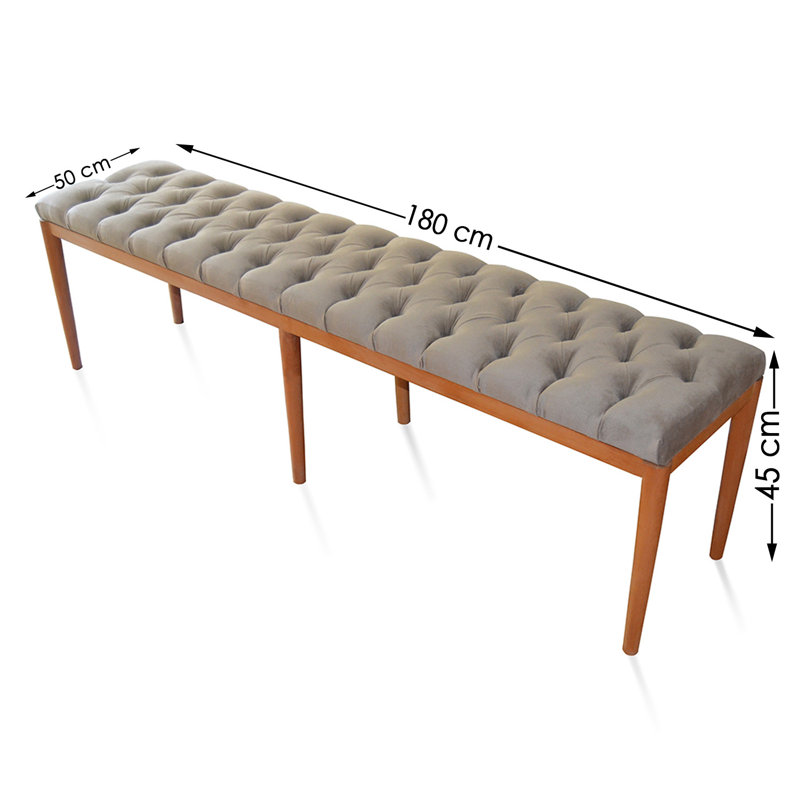 Banc en bois Vidal, H 17,72 po x l 70,87 po x P 19,69 po