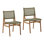 Francisca Outdoor Teak Wood Upholstered Dining Chair (Set of 2), Green