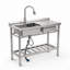 Évier utilitaire autoportant de 99 cm (39 pouces) en acier inoxydable argenté avec robinet extractible et tablette de rangement