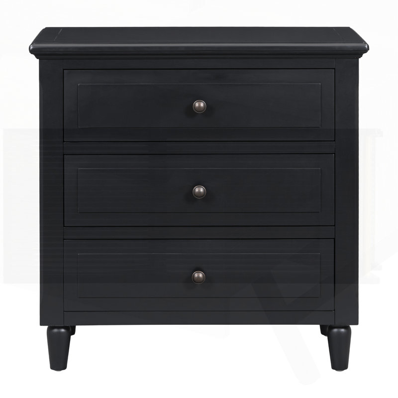 Albers Traditional 3 - Drawer Nightstand, Black